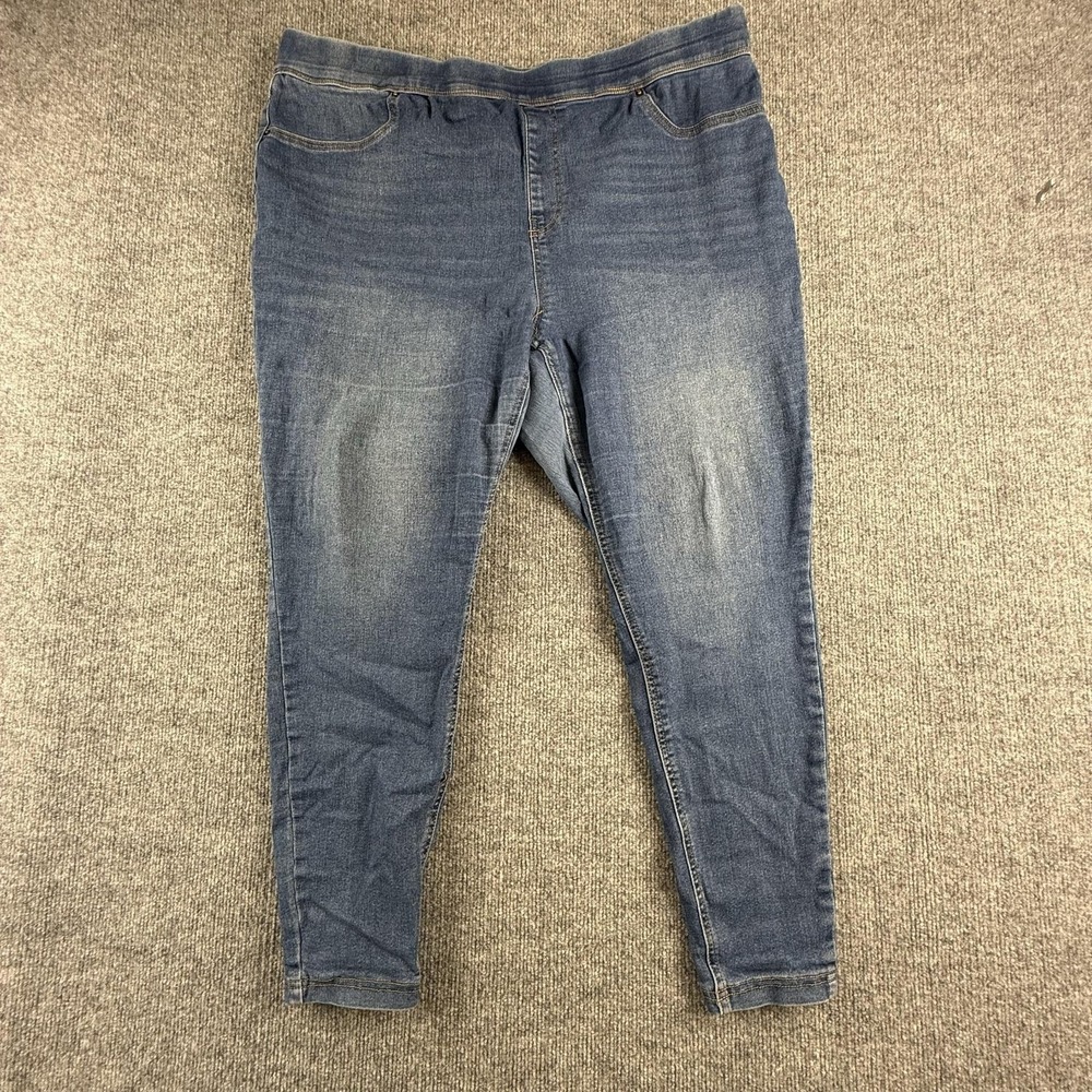 Terra & Sky Jegging Jeans Womens 1X Mediumโ Wash High Rise Slim Stretch Denim